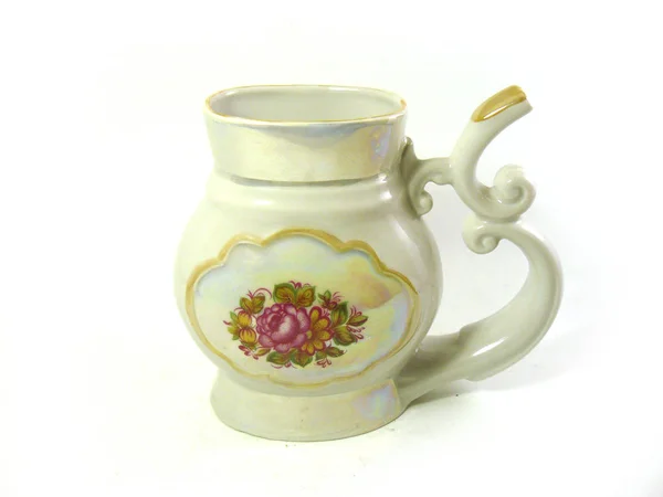 Taza Porcelana Vintage Soviético Madre Perla Blanco Taza Vieja Taza — Foto de Stock