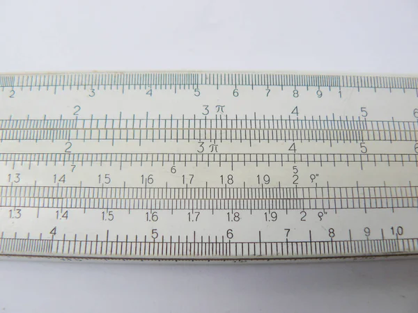 Slide Ruler, Vintage Logarithmic Ruler, Logarithmic Slide Ruler, Wooden ruler, White ruler, White it, Close-up, Image ruler, Ruler in the case, ruler in hand, close-up, white background, Soviet vintage, USSR, headstock stock image, Nostalgishop,