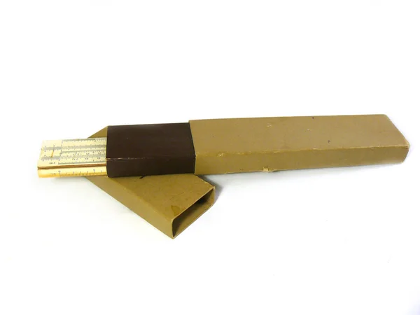 Slide Ruler Vintage Logarithmic Ruler Logarithmic Slide Ruler Wooden Ruler — Stock Photo, Image