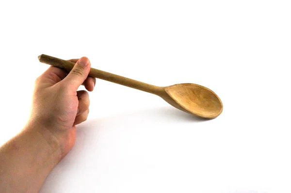 Vintage Wooden Spoon Russian Antiquity Soviet Vintage Large Spoon Old — Stock Photo, Image