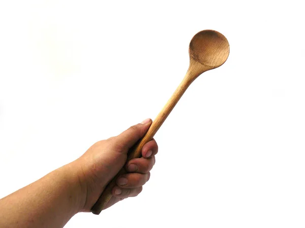 Vintage Wooden Spoon Russian Antiquity Soviet Vintage Large Spoon Old — Stock Photo, Image