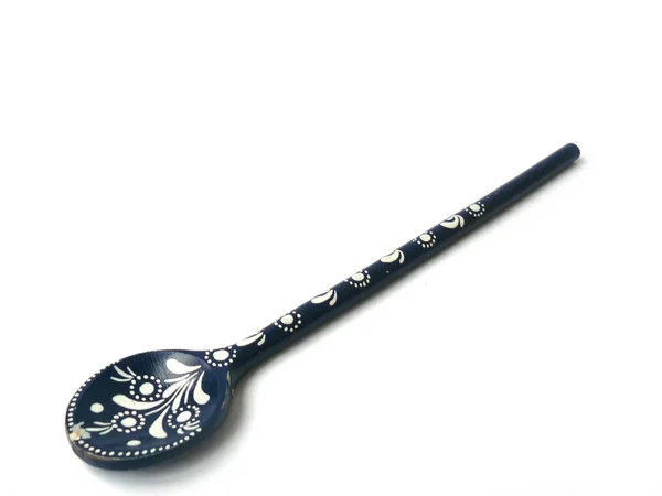 Vintage Black Wooden Spoon Russian Antiquity Soviet Vintage Large Spoon — Stock Photo, Image