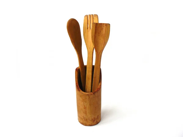 Utensili Cucina Set Cucina Legno Cucchiaio Legno Spatola Cucina Utensili — Foto Stock