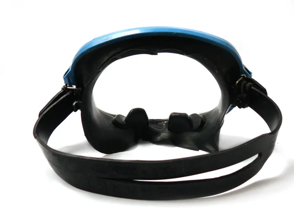 Mask Swimming Glasses Swimming Glass Blue Black Black White Close — Stock Photo, Image