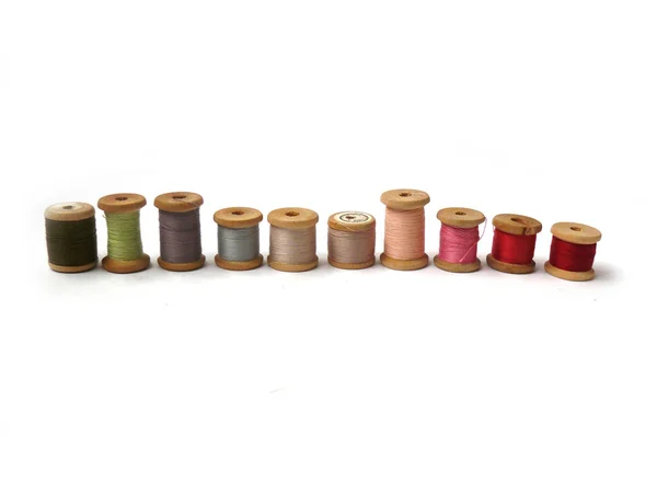 Vintage Yarn Spool Decor Cotton Threads Reel Cotton Vintage Spools — Stock Photo, Image