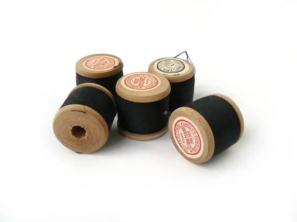 Vintage Yarn Spool Decor Cotton Threads Reel Cotton Vintage Spools — Stock Photo, Image