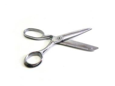 Makas, Metal makas, büyük makas, Vintage makas, eski makas, Sovyet vintage, SSCB, dikiş, kumaş için için dikiş, terzi, terzi makas, yakın çekim, beyaz arka plan, sap kafası stok görüntü, Nostalgishop