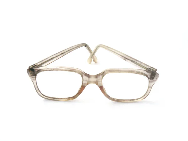 メガネ メガネ フレーム プラスチック フレーム ソビエトの眼鏡フレーム ヴィンテージ眼鏡フレーム ソ連ガラス 古い眼鏡透明 白背景 — ストック写真