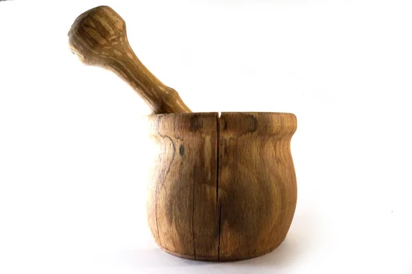 Wooden Mortar Pestle Wooden Mortar Wooden Pestle Brown Mortar Mortar — Stock Photo, Image