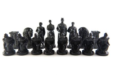 Satranç, satranç taşları, satranç kutusu, ahşap satranç, plastik satranç, eski satranç, Sovyet vintage, SSCB, beyaz arka plan, yakın çekim, sap kafası resim, Nostalgishop