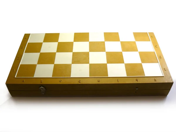 Chess Board Plastic Chessboard Chess Cells Beige Chessboard Close White — Stock Photo, Image