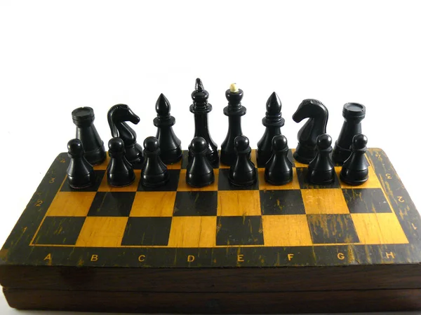 Σκάκι Πιόνια Σκακιού Σκάκι Πλαίσιο Ξύλινο Σκάκι Πλαστικό Σκάκι Παλιό — Φωτογραφία Αρχείου