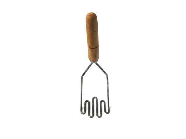 Potatoes Masher Utensilios Cocina Papa Salmonete Papa Vintage Fondo Blanco — Foto de Stock