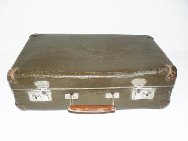 Bavul Kahverengi Bavul Retro Çanta Seyahat Çantası Deri Çanta Sscb — Stok fotoğraf