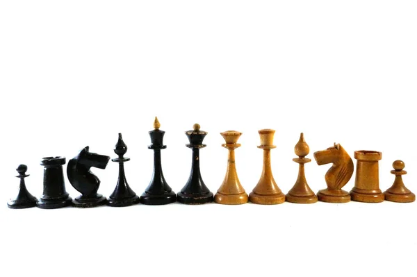 Chess Chess Pieces Chess Box Wooden Chess Plastic Chess Old — Stock Photo, Image