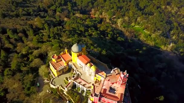 Flygfoto Över Penapalatset Sintra Portugal — Stockvideo