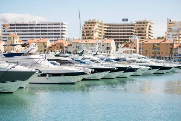 Marina Luksusowych Jachtów Łodzi Vilamoura Vilamoura Algarve Portugalia — Zdjęcie stockowe