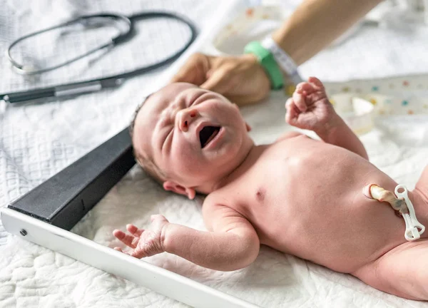 Medición Altura Bebé Recién Nacido Hospital — Foto de Stock