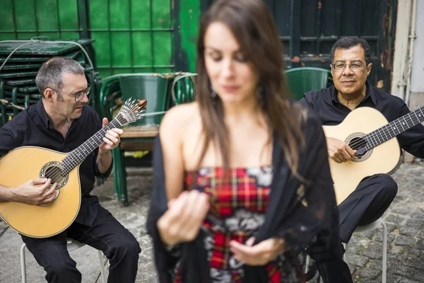 Fado Band Performing Traditional Portuguese Music Square Alfama Lisbon Portugal — Stock Photo, Image