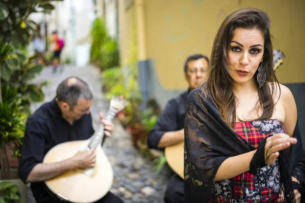 Fado Band Performing Traditional Portuguese Music Street Alfama Lisbon Portugal — Stock Photo, Image