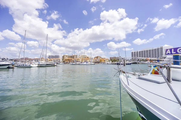 Vilamoura Vista Frente Mar Con Hoteles Yates Quarteira Algarve Portugal — Foto de Stock