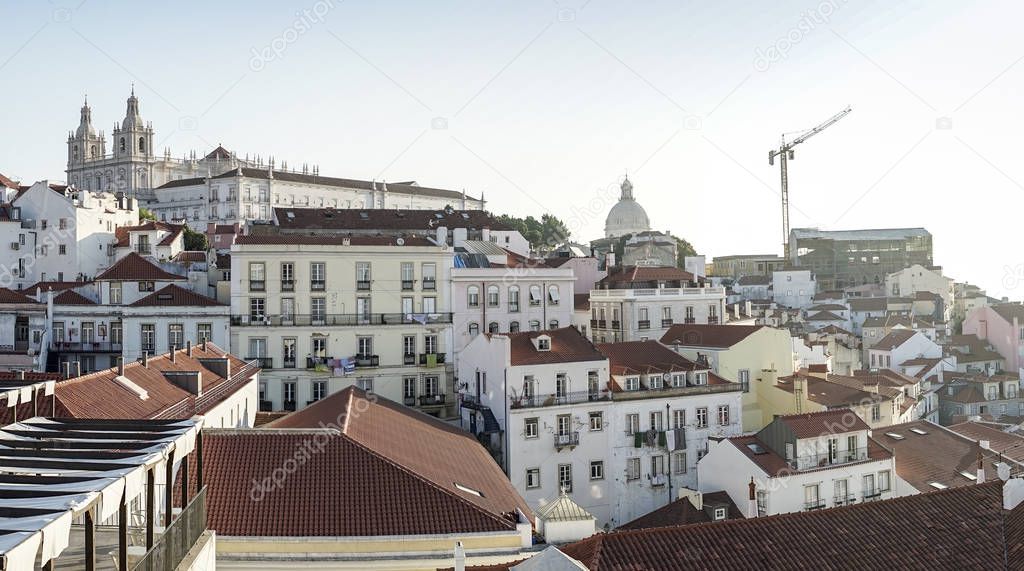 View of charming Alfama during sunny day, Lisbon, Portugal