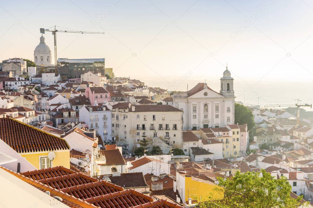 View of charming Alfama during sunny day, Lisbon, Portugal