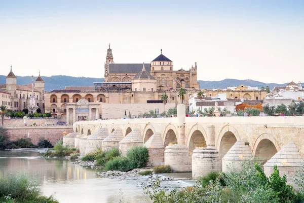 Puente Romano Catedral Mezquita Como Monumentos Córdoba Andalucía España —  Fotos de Stock
