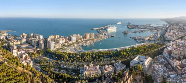 Panoramę Pięknego Miasta Malaga Godzinach Popołudniowych Andaluzja Południowa Hiszpania — Zdjęcie stockowe