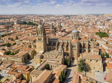 Aerial view of Salamanca with new and old cathedral in the first plan, Spain clipart