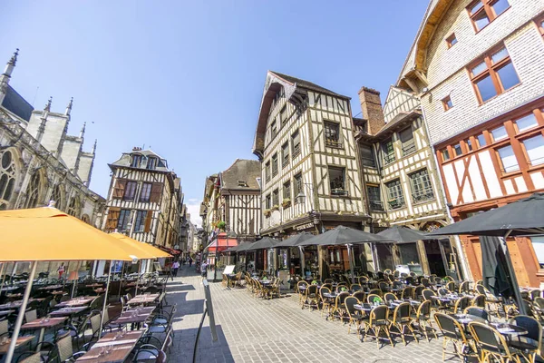 Casas Medievales Entramado Madera Plaza Del Mercado Troyes Aube Francia —  Fotos de Stock