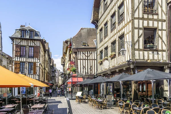 Pazar Meydanı Troyes Aube Fransa Yarı Ahşap Ortaçağ Evleri — Stok fotoğraf