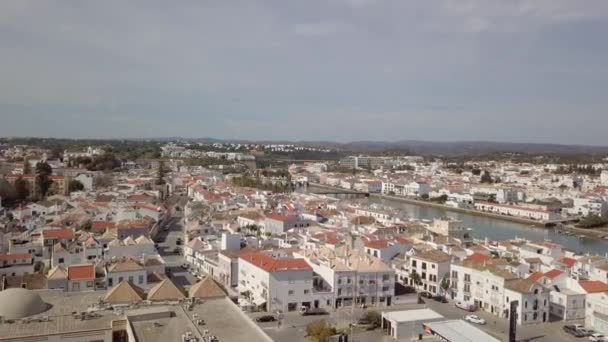 Vista Aérea Tradicional Ciudad Portuguesa Tavira Algarve Portugal — Vídeos de Stock