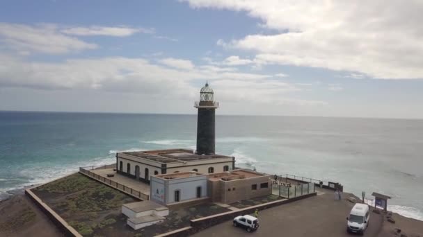 Punta Jandia Vuurtoren Gelegen Ten Zuiden Van Fuerteventura Canarische Eilanden — Stockvideo