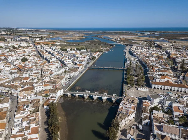 Aerial cityscape of charming Tavira, Algarve, Portugal — Stock Photo, Image