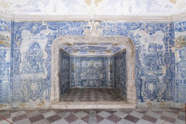 Traditional blue tiles on the courtyard of Sintra National Palac clipart