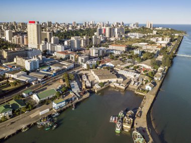 Maputo'nun havadan görünümü, Mozambik'in başkenti, Afrika