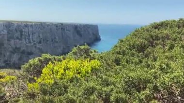 Saint Vincent Burnu, Algarve, Portekiz 'in körfezi ve uçurumlarıyla güzel bir manzara.