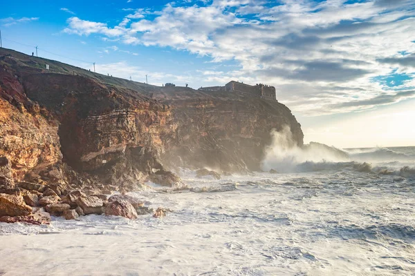 Rusteloze Zee Bij North Beach Van Beroemde Nazare Centraal Portugal — Stockfoto