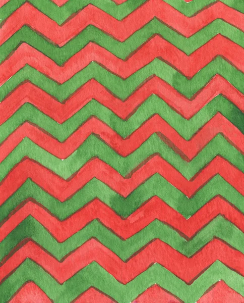 Abstract watercolor geometric pattern. pattern with zigzag lines for background, wallpaper, textile. red and green — Stock Photo, Image