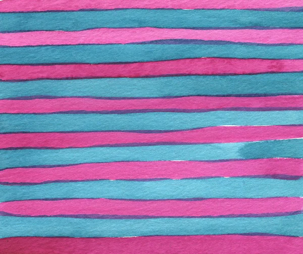 Rosa und blauer Hintergrund mit Streifen Aquarell Textur mit Pinselstrichen. — Stockfoto