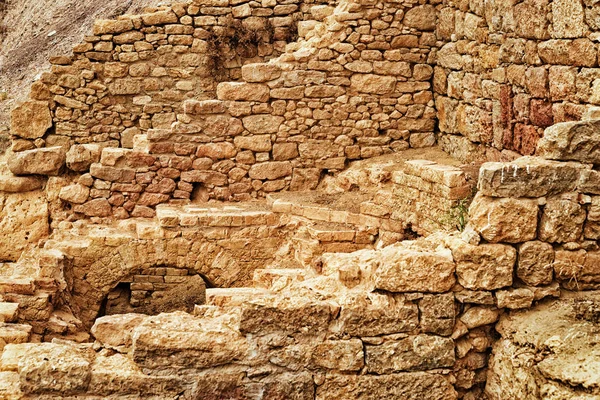 Oude Muren Van Gebouwen Nevis Oude Stad Archeologische Site Sicilië — Stockfoto