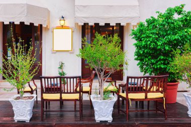 Kaldırım kafe San Vito lo Capo, Sicilya, İtalya