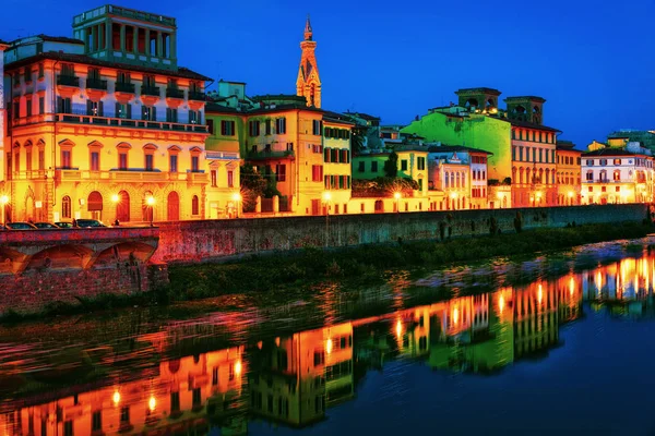 Banvallen Floden Arno Florens Italien Sent Kvällen — Stockfoto