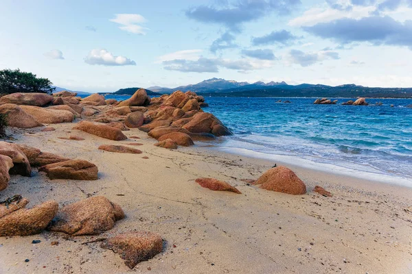 Rotsachtige Capriccioli Strand Costa Smeralda Italië Sardinië — Stockfoto