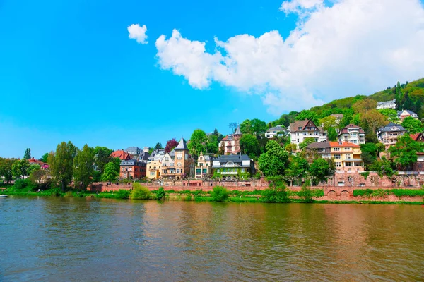 Landscape Neckar River Quay European City Summer Heidelberg Germany — Stock Photo, Image