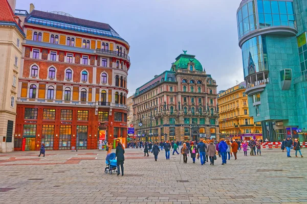 Wien Austria Januar 2014 Spaziergänger Auf Dem Stephansplatz Der Altstadtmitte — Stockfoto