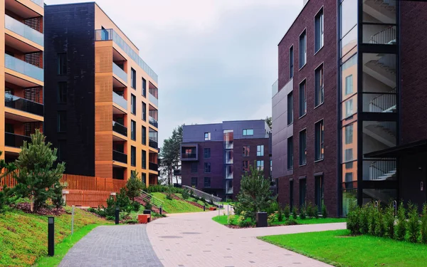 Európai Modern Lakóépületek Negyed Egyéb Szabadtéri Létesítmények — Stock Fotó