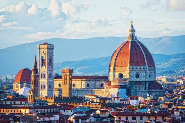 Cityscape Santa Maria del Fiore veya Duomo Katedrali Floransa, İtalya