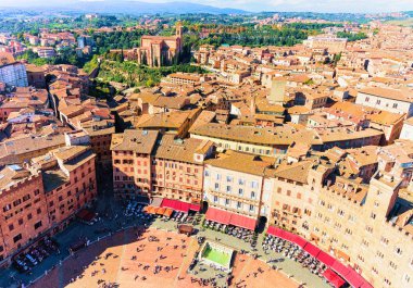 Cityscape Piazza del Campo kare Siena, Toskana, İtalya